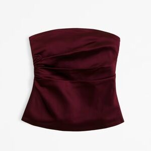 Abercrombie & Fitch Strapless Satin Bustier Top - Burgundy